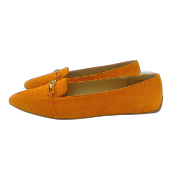 Talbots Francesca Link Suede Driving Flats Orange Pointed Toe Size 8.5 - Picture 3 of 7